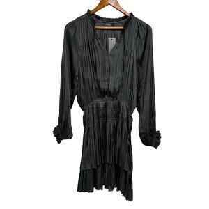 Reset by Jane Pleated Mini Dress Boho Romantic Long Sleeve Smocked Waist Size M